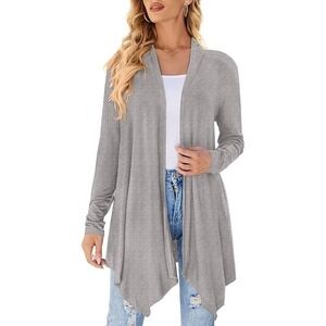 Uvog‎ Draped Front Open Cardigan Women 2XL Gray Lightweight Long Sleeve Duster